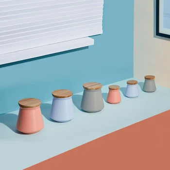 Morandi spalva Sandarų indelį drėgmei atsparus keramikos bako grūdai, arbata, kava, maisto su dangteliu, virtuvė, sandėliavimo butelis skardinės, Uždaromos