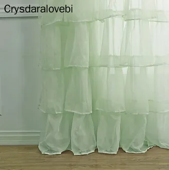 Individualų Multi-layer Susiėmę Nėrinių Tiulis Užuolaidų, už mergaičių Miegamasis Pusiau pavėsyje, Balta/žalia/rožinė Vien Užuolaidos Kambarį