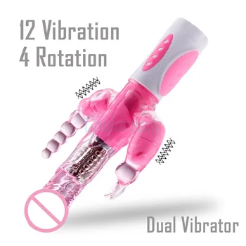 Triple Vibratoriai Bendable Skverbtis Analinis Makšties Klitorio Stimuliacija 12 Greičio G Triušio Vietoje, Vibratorius, Sekso Produktai Sekso Žaislai