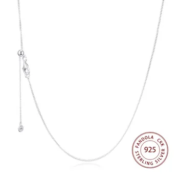 Autentiškas 925 Sterlingas Sidabro Pažaboti Grandinės Karoliai Moterų Nuorodą Karoliai Fine Jewelry Accesorios Mujer