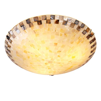 Natūralus lukštais lubų šviesos Tiffany Viduržemio jūros regiono stiliaus blizgikliai naktį šviesos diodų (led) lempos, grindų baras namų apšvietimo 90-260V E27 lemputės