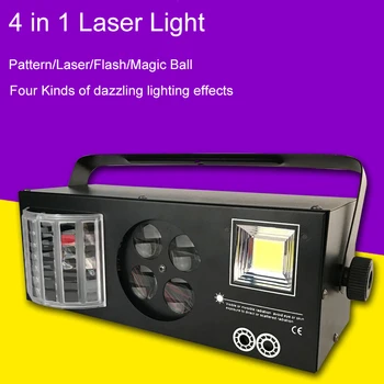 WUSTAR 4 1 LED Lazerinius Projektorius, Šviesos Efektas DJ Disco DMX Garso Valdymo Grupė Lempos Gimtadienio Baras Etape Apdaila