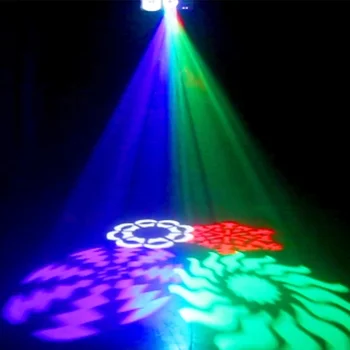 WUSTAR 4 1 LED Lazerinius Projektorius, Šviesos Efektas DJ Disco DMX Garso Valdymo Grupė Lempos Gimtadienio Baras Etape Apdaila