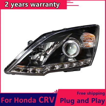 Honda CRV žibintai 2007-2011 m. Honda CRV LED žibintas Angel eye led DRL priekiniai šviesos Bi-Xenon Objektyvas automobilių žibintai 
