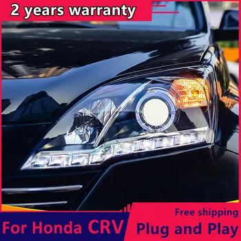 Honda CRV žibintai 2007-2011 m. Honda CRV LED žibintas Angel eye led DRL priekiniai šviesos Bi-Xenon Objektyvas automobilių žibintai 