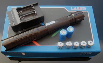 Super Galingas Karinis 450 nm 500w 500000m Mėlyno lazerio patarimų Žibintuvėlis Šviesos Deginimas rungtynės/juoda/įrašyti cigarečių Medžioklė