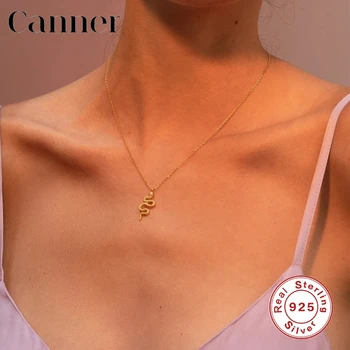 Canner 925 Sterlingas Sidabro Karoliai Pakabukas Gyvatė Likvidavimo Diamond Clavicle Grandinės Karoliai Moterų Fine Jewelry Collares W5