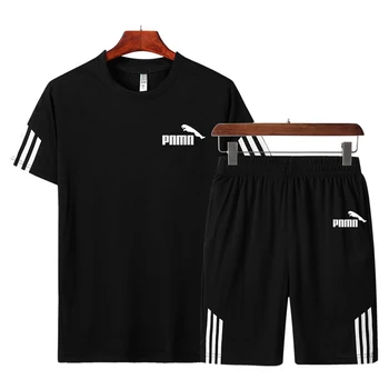 Vyriški laisvalaikio sporto, krepšinio, futbolo sporto drabužius greitai džiovinimo veikia T-shirt + sporto kelnės veikia 2 kostiumai sportswe