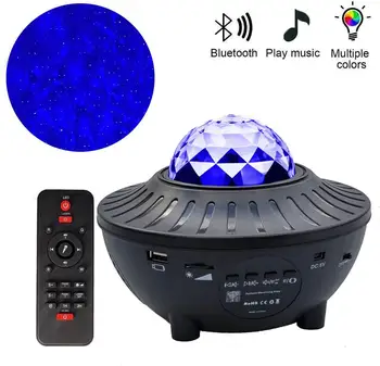 USB LED Žvaigždėtas Dangus Naktį Šviesos Projektorius Blueteeth Balso Valdyti Muzikos Grotuvą Naktį Šviesos Romantiška Galaxy Projektorius Star Lempos