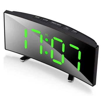 Skaitmeninis laikrodis-žadintuvas Elektroninis laikrodis skaitmeninis žiūrėti laikrodžiai, Stalo laikrodis skaitmeninis sienos 7 Colių Lenktas Pritemdomi LED