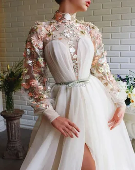LORIE Pasakų Promenadzie Suknelė Aukštu Kaklu Gėlių ilgomis Rankovėmis Suknelės Moterims arabų Vakare Šalies Įžymybė Suknelė vestidos de formatura