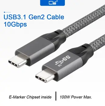 USB-C USB 3.1 C Tipo Gen2 Vyrų Vyrų Duomenis, Vaizdo 100W Kabelis su E-žymeklis Tablet & Telefoną ir Nešiojamąjį kompiuterį 0,5 M 1M 1,5 M 10Gbps