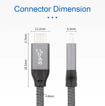 USB-C USB 3.1 C Tipo Gen2 Vyrų Vyrų Duomenis, Vaizdo 100W Kabelis su E-žymeklis Tablet & Telefoną ir Nešiojamąjį kompiuterį 0,5 M 1M 1,5 M 10Gbps