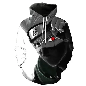 Naruto Hoodies Unisex Cosplay Kostiumų Aukštos Kokybės Streetwear Sasuke kakashi 3D Spausdinimo Vyrų Hoodies Palaidinukė Puloveriai Kailis