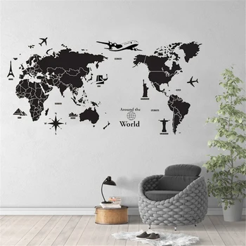 Pasaulio Žemėlapis Visame pasaulyje, Vinilo Sienos Meno Decal Tapetai Miegamajame, Gyvenamasis Kambarys TELEVIZIJOS Biuro Sienos Lipdukas