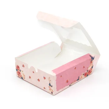 Rausvos spalvos, Popieriniai torto dėžutė su aiškiai langą Slapukus Sausainių cupcake pakavimo popieriaus langelį, kraft popierius, dovanų pakavimo dėžutės 2/4/6 taurė