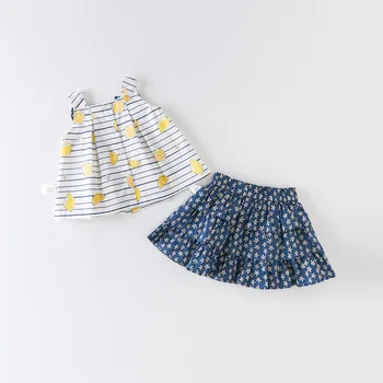 DBM13819 dave bella vasaros kūdikių mergaičių mados lankas gėlių spausdinti drabužių rinkiniai vaikams mielas komplektai vaikams 2 vnt kostiumas