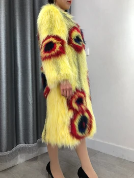2019 m. Rudenį Pobūdžio kailiai, kailio liemenė lapės kailio, Trikotažo paltai žiemos moterų, kailių Mados Modelis lapės kailis Vidutinio ilgio Paltai skirsnis