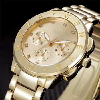 Didmeninė Mens Aukso Laikrodžiai Moterims Kvarcinis Analoginis Laikrodis Mados nerūdijančio plieno, Verslo Žiūrėti Prabangos Dovanos Laikrodis relogio dz