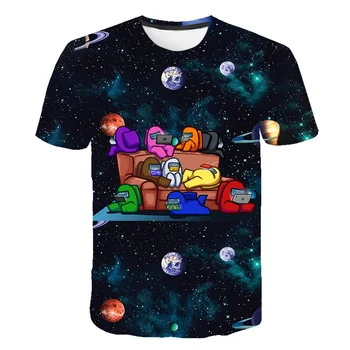 Vaizdo Žaidimų Tarp Mūsų T-shirt 3D Kawaii Kūdikių Berniukų Drabužiai Vaikams Spalva Impostor Vaikai Grafinis Marškinėliai Anime Žaidimas Tees Vasaros Viršūnes