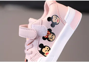Disney Rudenį Naujų Minnie, Mickey Mouse Laisvalaikio Bateliai Mados Mergaitė Kūdikių Kvėpuojantis Minkštas Vienintelis Cartoon Vaikų Sportbačiai