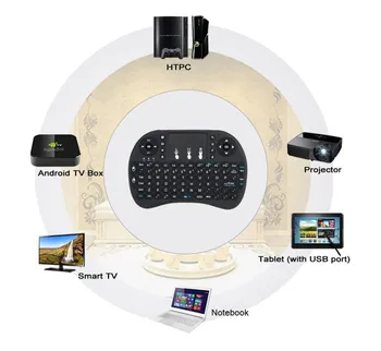 Multi Kalbų Mini Keyboard 2,4 Ghz Belaidžio ryšio su Touch Pad TV BOX, Smart TV, Kompiuteris, OTG Mobilųjį Telefoną