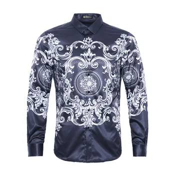 Fanzhuan Naujas, Nemokamas Pristatymas vyrų vyras vyrų 2018 mados atsitiktinis ilgas rankovėmis plonas spausdinti asmenybės Baroko stiliaus marškinėliai 812057