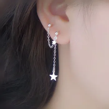 Du ausies skylę gabalas stud auskarai 925 sterlingas sidabro auskarai star plokštelių geometrijos atkarpoje kutas laukinių berniukas mergaitė ausų papuošalai