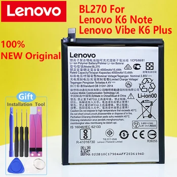 Naujas Originalus BL270 Baterijos Lenovo K6 Pastaba Baterijos/ Vibe K6 Plius BL273 Už K6 Pastaba Dual SIM K53a48 Mobiliuoju Telefonu+Dovana Įrankiai