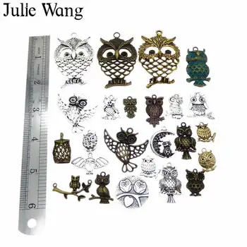 Julie Wang 20PCS Lydinio Atsitiktinai Sumaišyti Pelėda Paukščių Pakabukai Antikvariniai Spalvos Papuošalai Priėmimo Pakabukas Išvados Priedas