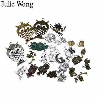 Julie Wang 20PCS Lydinio Atsitiktinai Sumaišyti Pelėda Paukščių Pakabukai Antikvariniai Spalvos Papuošalai Priėmimo Pakabukas Išvados Priedas