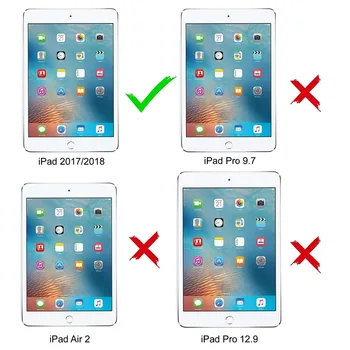 IPad 2017/2018 Vandeniui Atveju, atsparus smūgiams Sniego Dulkių įrodymas iPad 9.7 colių Padengti Odos Juoda