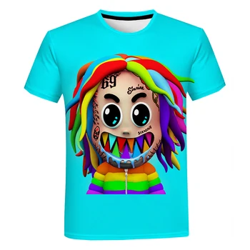 Gooba 6ix9ine 3D Print T Shirt Gooba Marškinėliai Amerikiečių Reperis 6ix9ine trumpomis Rankovėmis Vyrams, Moterims Atsitiktinis Streetwear Hip-Hop T-shirt