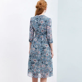 TIK PLIUS 2020 metų Vasaros Suknelė Moterims Gėlių Atspausdintas Šifono Suknelė Susegamas Iki A-line Pusė Rankovių Suknelė Moterims