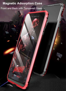 Dvigubi Šoniniai Stiklai 360 Magnetinio Adsorbcijos Metalo Case For iphone 7 8 Plius Telefono dėklas Skirtas iphone XR X XS MAX 6 6S Priekiniai Juoda