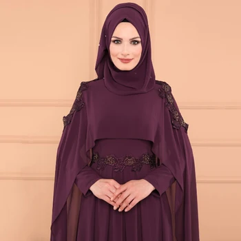 Musulmonų Abaja Suknelė Moteris Derliaus Islamo Drabužių Elegantiškas Nėrinių Plisuotos Kaftan Dubajus Turkijos Ilgomis Rankovėmis Šalies Vakarinės Suknelės