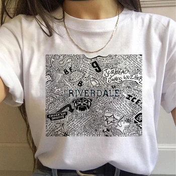 Riverdale Pietų Žaltys vasaros top viršų tees moterų harajuku kawaii grunge estetinės marškinėliai marškinėlius balti marškinėliai