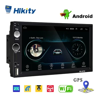 Hikity 2din Andriod 8.1 Automobilio Multimedijos Grotuvas GPS Navigacija, Bluetooth 7