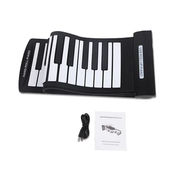 Nešiojamų 61 Klavišų Lanksti, Roll-Up, Fortepijonas USB MIDI Elektroninių Klaviatūra Vertus Piano Roll