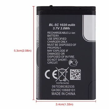 1-10vnt BL5C baterija BL-5C 3,7 V 1020mAh, Li-Po Ličio Baterija 