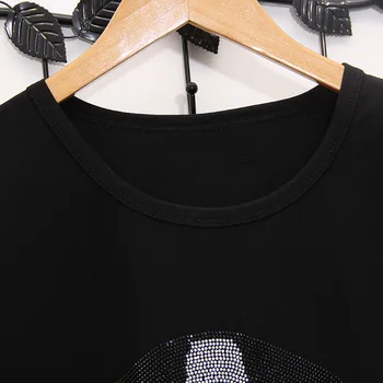 Vasaros 2021 nauji trumparankoviai marškinėliai moteriška korėjos stiliaus atsitiktinis deimantų Animacinių filmų šuo modelis karšto gręžimo prarasti plius dydis viršūnės