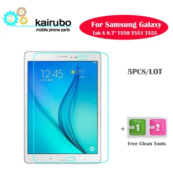 5VNT Premium 0,3 mm Grūdintas Stiklas Samsung Galaxy Tab 9.7 SM-T550 T550 SM-T555 T555 Screen Protector Filmas Kietas Pakuotė