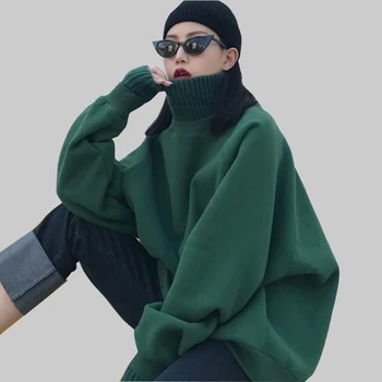 Hip-Hop Golfo Streetwear Prarasti Puloveriai Moterų Palaidinukė Plius Dydis Harajuku Hoodie Susagstomi Megztiniai
