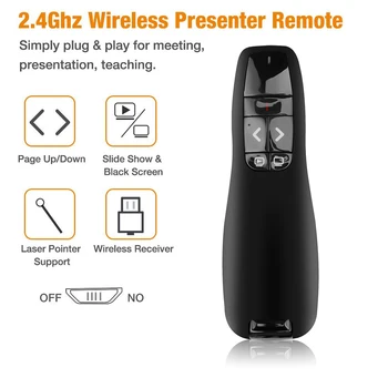 Kebidu R400 2.4 Ghz USB Wireless Presenter Raudonojo Lazerio Pen Žymiklį PPT Nuotolinio Valdymo rankiniais Žymiklį Rašiklis su PowerPoint