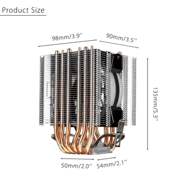 6 Heat Pipe Cpu Cooler Led Fan 3 Linijos Cpu Ventiliatorius Cpu Heatsink Už 775/1150/1155/1156/1366 Amd Visos