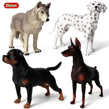 Oenux Tikroviška Doberman Pinscher Gyvūnų Modeliavimas Rottweiler Dalmatijos Guard Šunų Figūrėlių, Pilkas Vilkas Pvc Modelis Žaislai Dovana