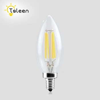 TSLEEN 6Pcs Pritemdomi LED, Kaitinamosios Lempos, E14 Žvakės Lemputės E12 C35 Ampulä-Edison Lemputės Šviesą Derliaus Liepsna Led 110V, 220V