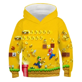 3 Iki 14 Metų Vaikams Hoodies Žaidimas Mario Bros 3D Palaidinukė Berniukų, Mergaičių Viršutiniai drabužiai Striukė Kailio Vaikams Drabužių