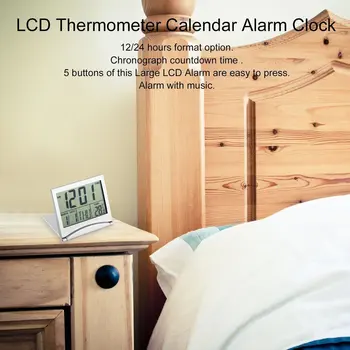 Modernaus Dizaino Nešiojamas Sulankstomas Stalas Skaitmeninis LCD Termometras, Kalendorius Žadintuvas Lankstus Dangtelis Duomenų Kartą Stalinis Laikrodis
