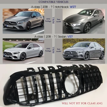 ABS Black Silver Pakeitimo Priekinis Bamperis, Radiatorių GT Grotelės Tinka Mercedes A Klasė W177 2019+